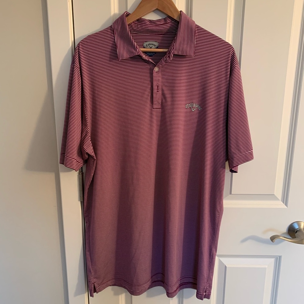 Purple, Black, & White Striped Callaway Golf Polo